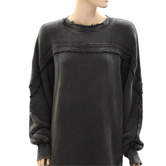 Free People Taylor Sweatshirt Tunic Top Oversized Solid Slouchy Cotton XS 277468 - Picture 5 of 9